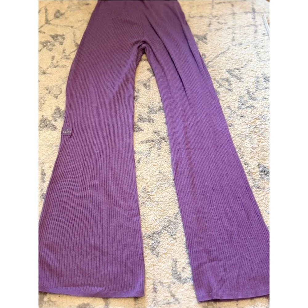Alo Sweater Knit Mid-Rise Unwind Wide Leg Pant and Top